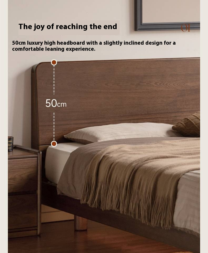 Teak solid wood Modern Simple Luminous Multifunctional Bed