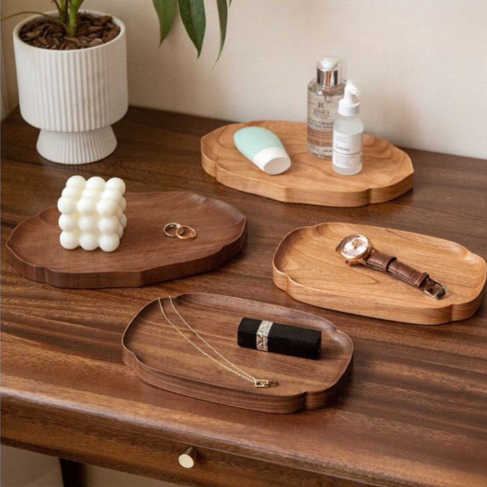 Black Walnut, Cherry Solid Wood Tray Storage Plate
