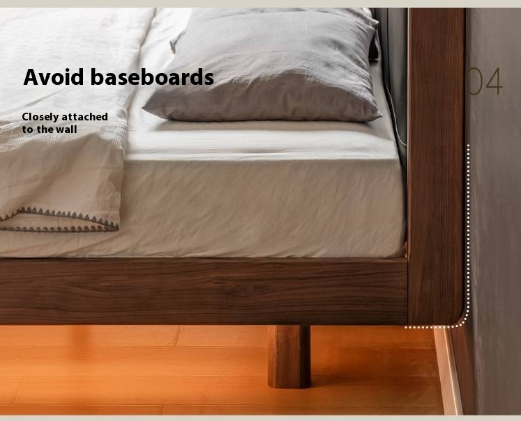 Black Walnut Solid Wood Luxury Leather with Light Bed