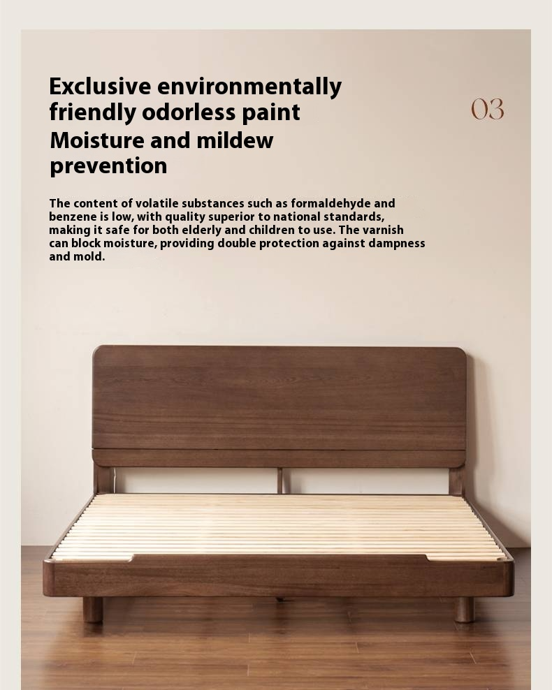 Teak solid wood Modern Simple Luminous Multifunctional Bed