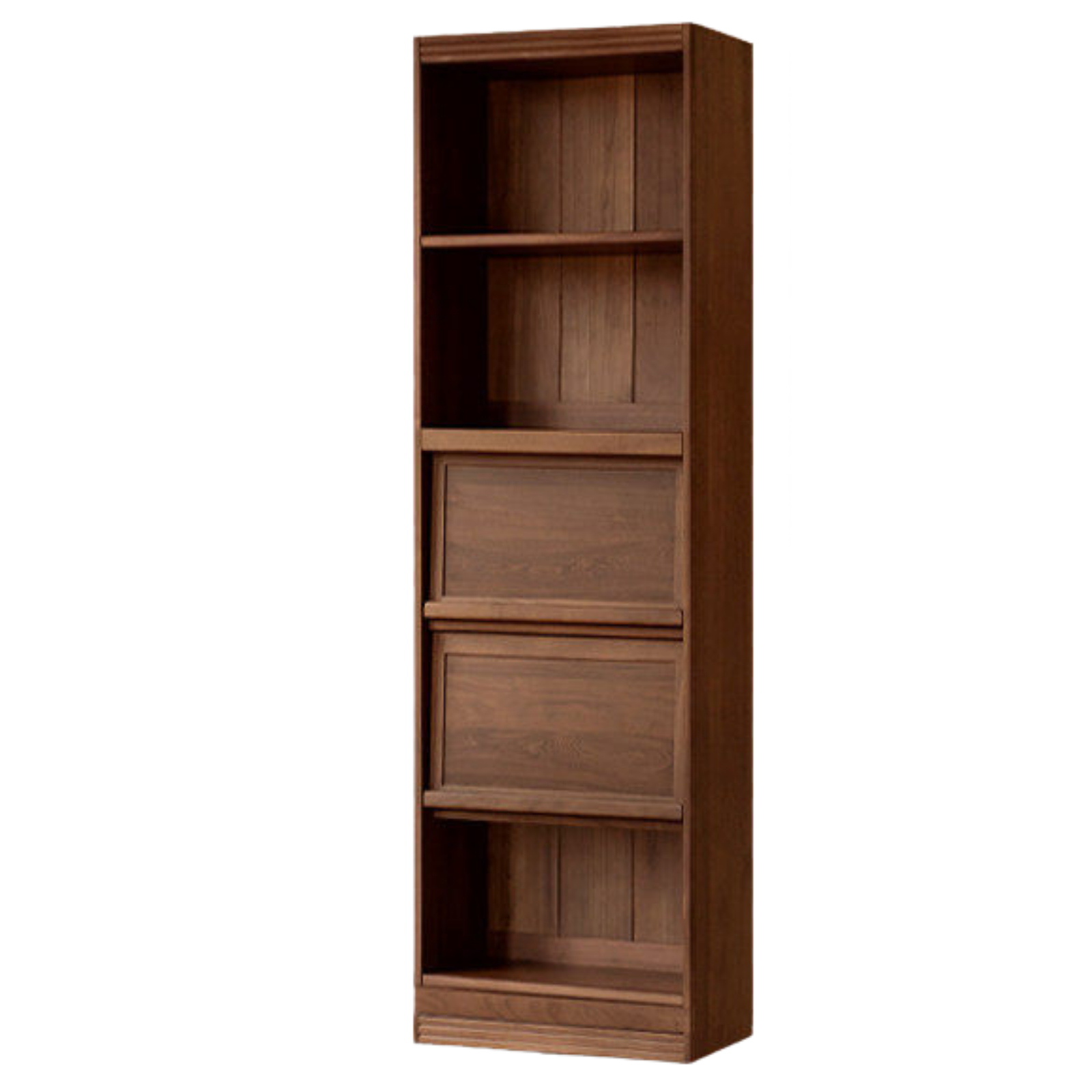 Solid Longan Hardwood, Ash Solid Wood Bookcase with Floor-to-Deck and Wall-Mounted Display Cabinet