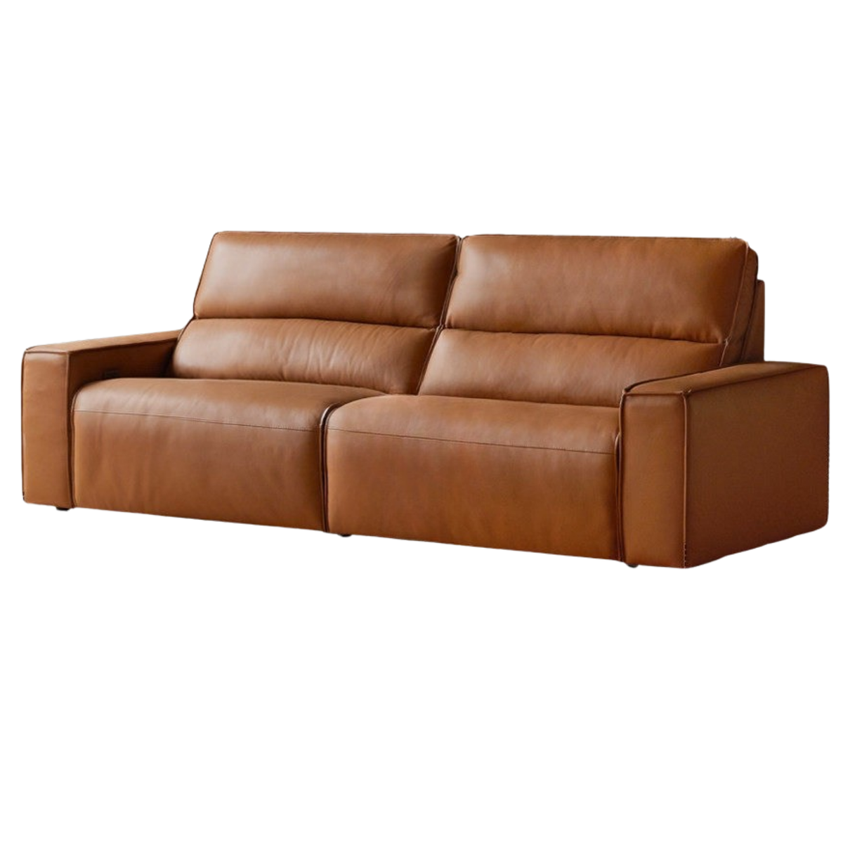 Genuine Leather Power Reclining Sofa with Adjustable Headrests and USB Charging