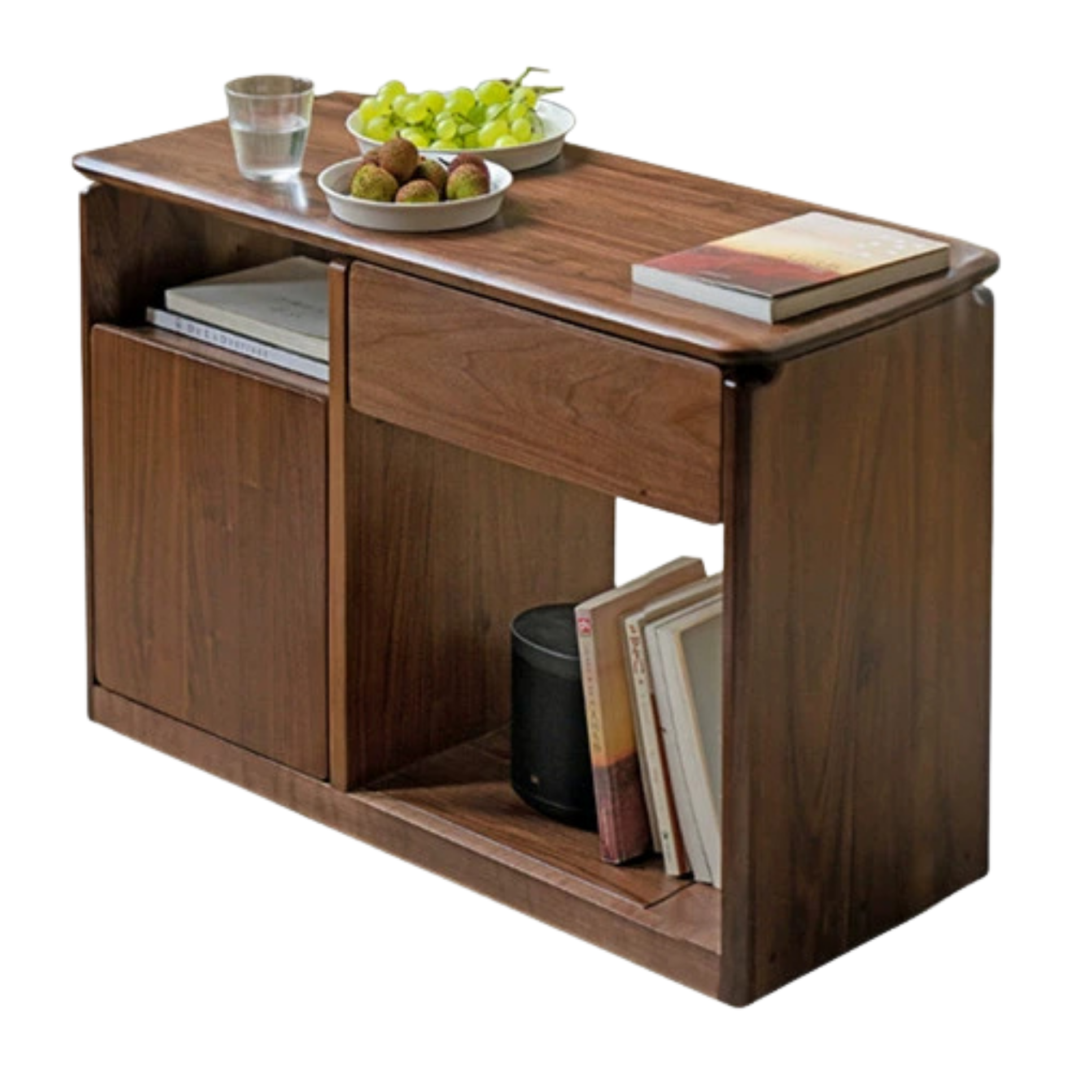 Black Walnut Solid Wood Nordic Style Movable Side Cabinet