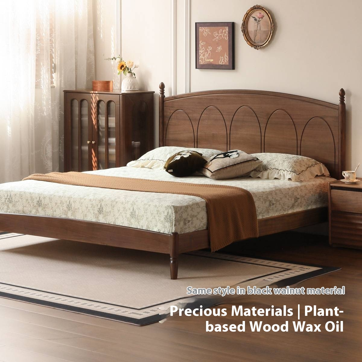Poplar Solid Wood French Retro Bed
