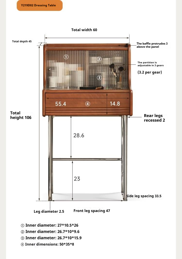 Poplar Solid Wood Bedroom Vintage Style Combination Set
