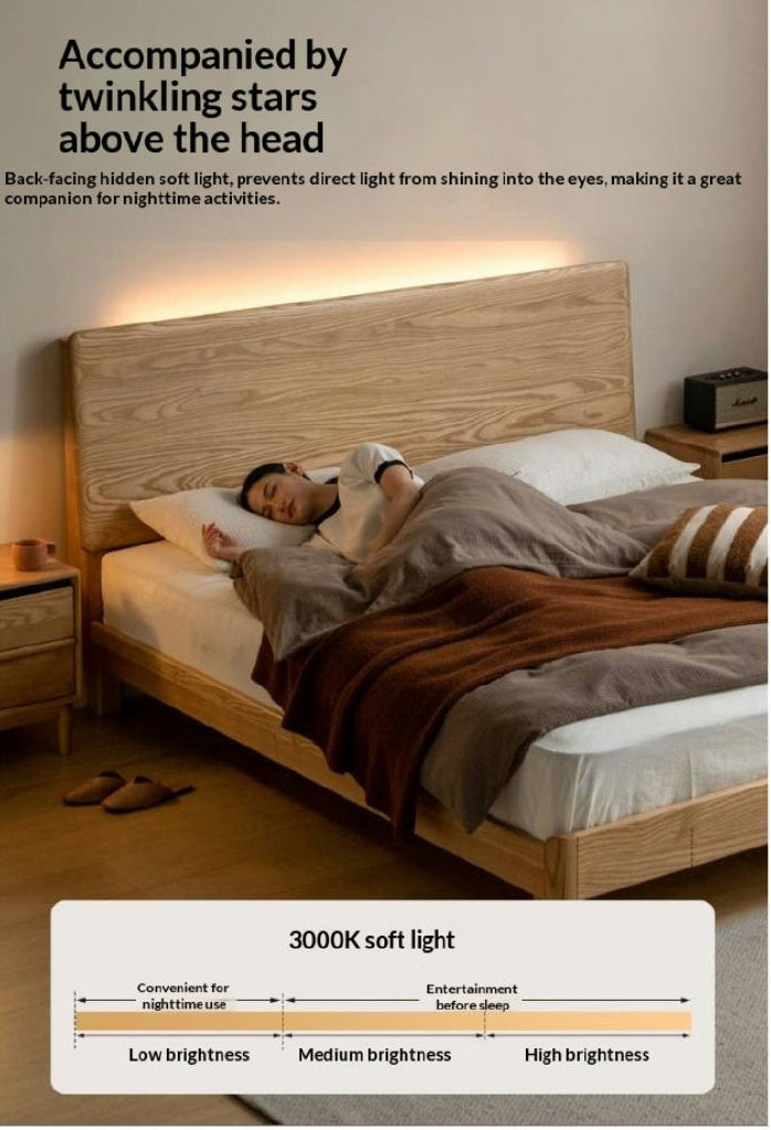 Ash, Beech Solid Wood Modern Simple Luminous Bed