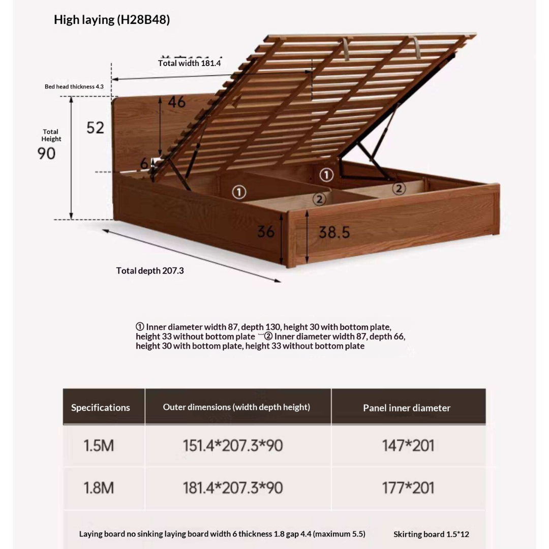 Oak Solid Wood Modern Simple Double Storage Box Bed