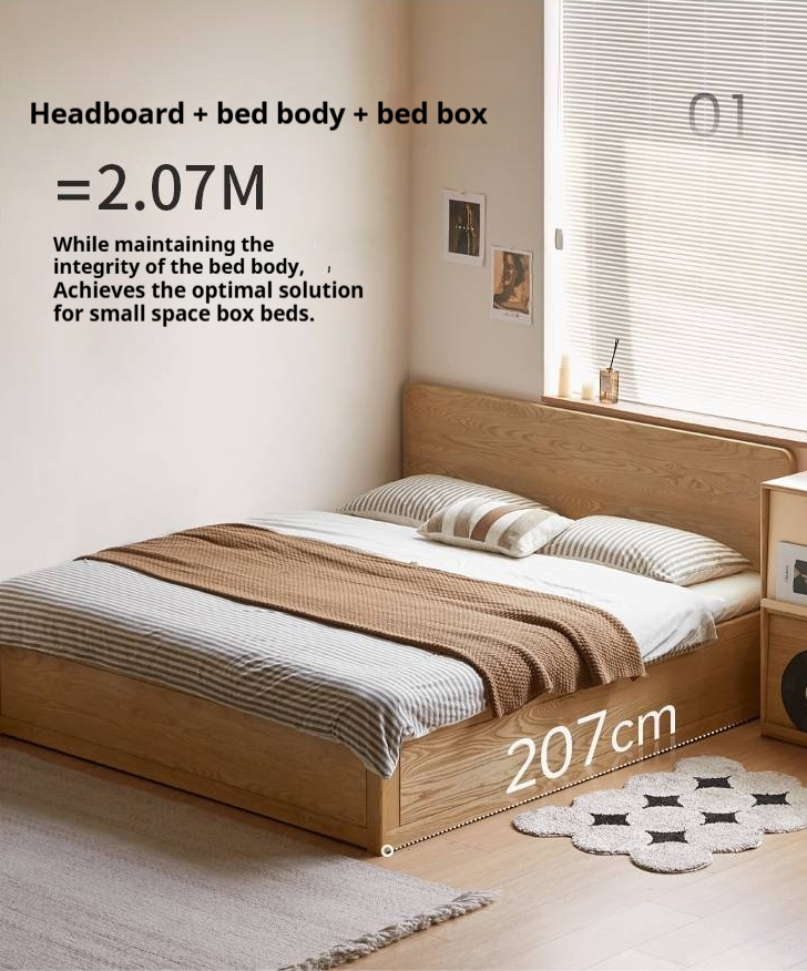 Ash Solid Wood Box Bed Modern Simple