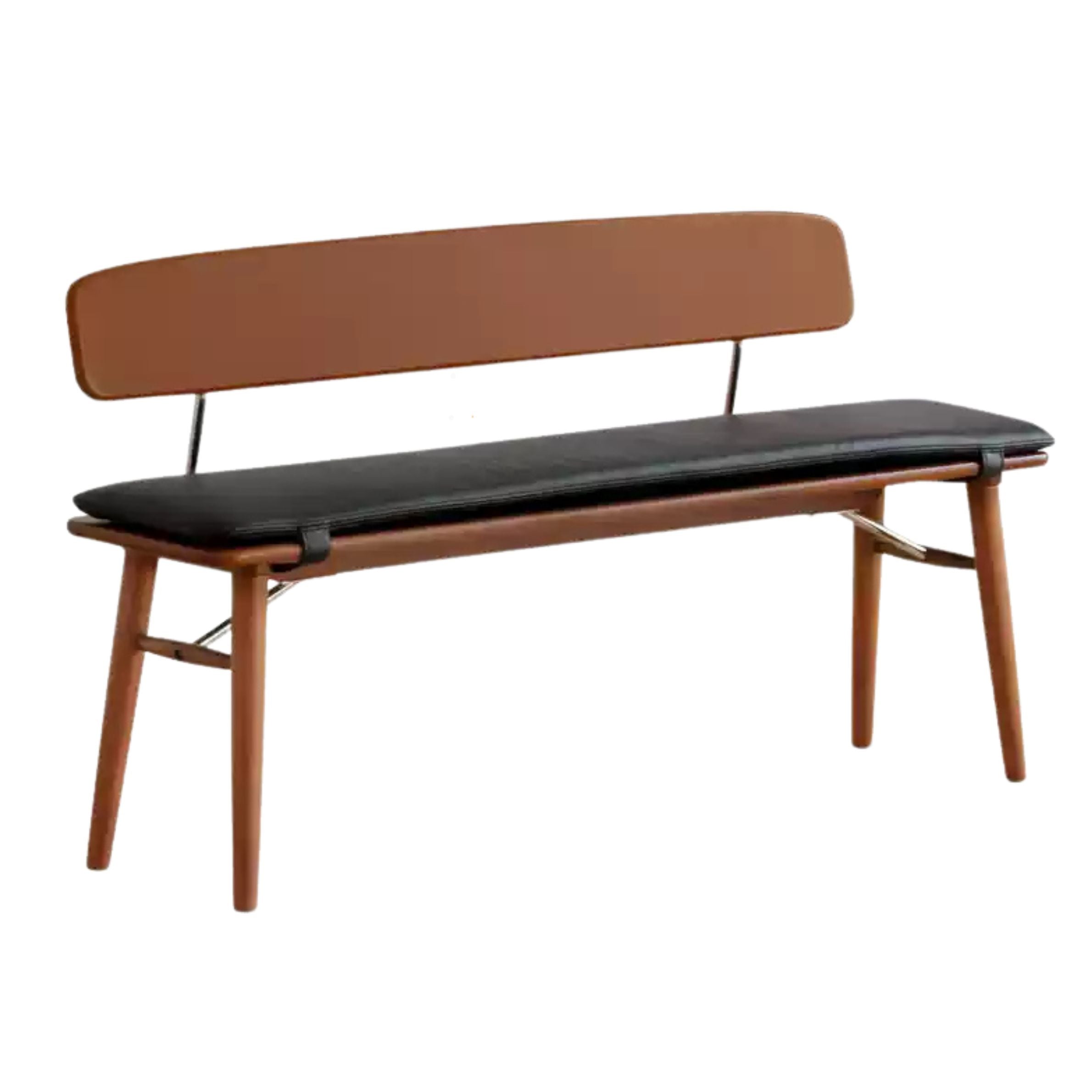 Beech Solid Wood Organic Leather Long Bench