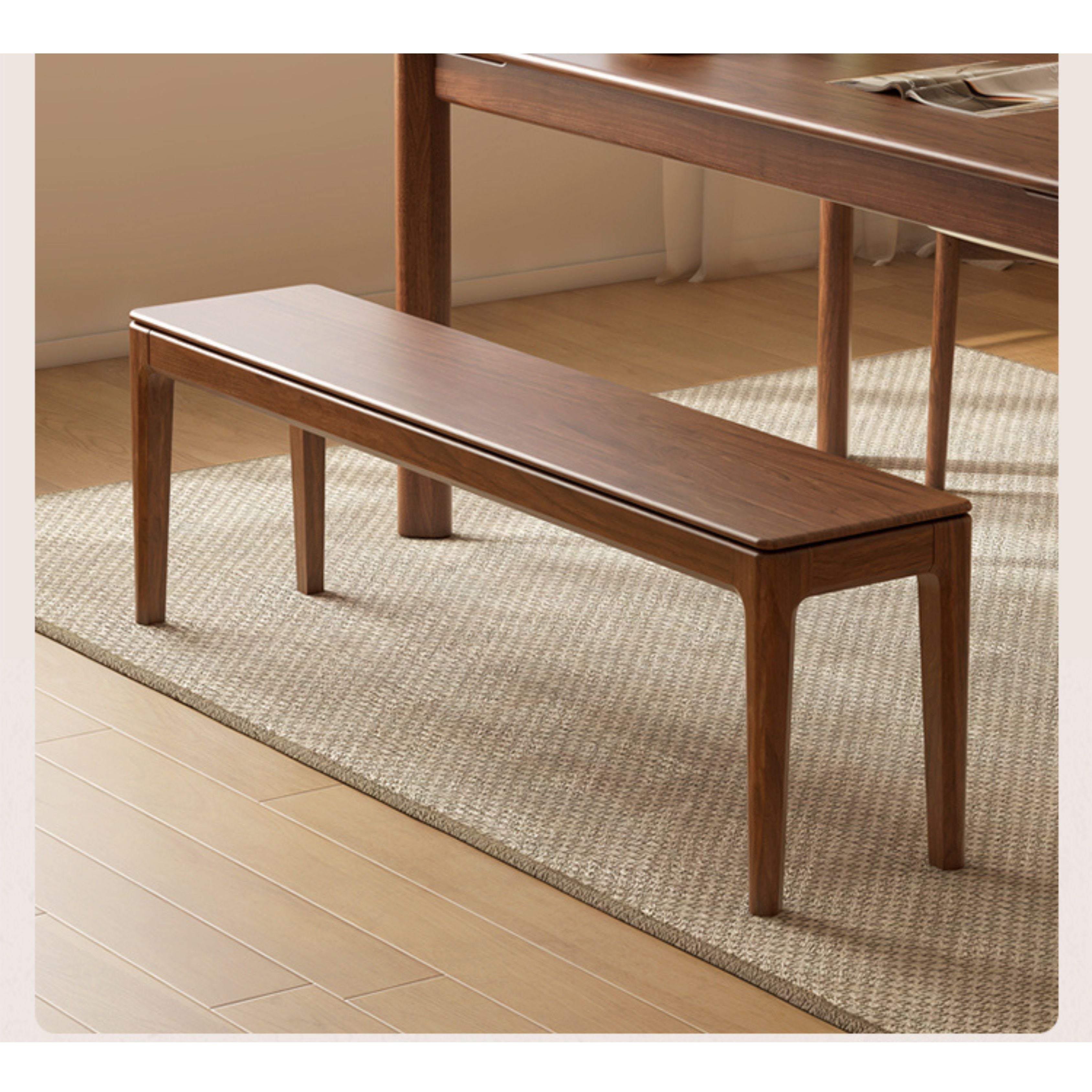 Black Walnut, Oak Solid Wood Nordic Long Bench