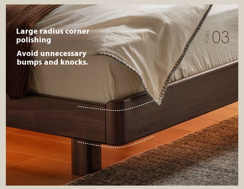 Black Walnut Solid Wood Luxury Leather With Light Bed