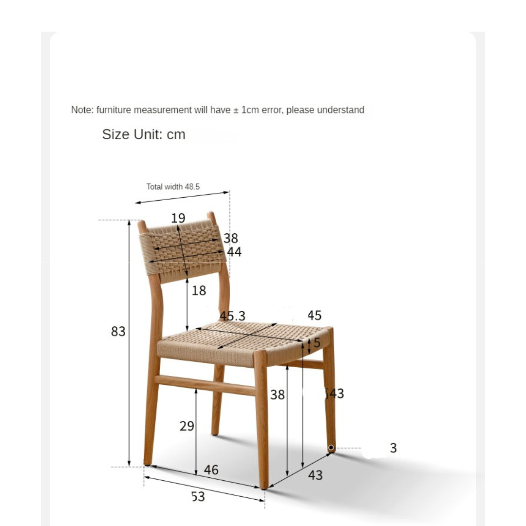 Oak, Cherry Solid Wood Rope Dining Chair
