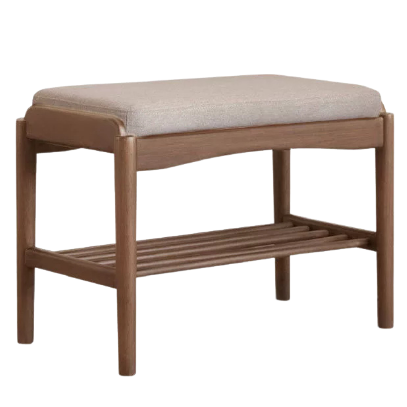 Black Walnut, Sandalwood Solid Wood Genuine leather, Fabrics Shoe Changing Stool