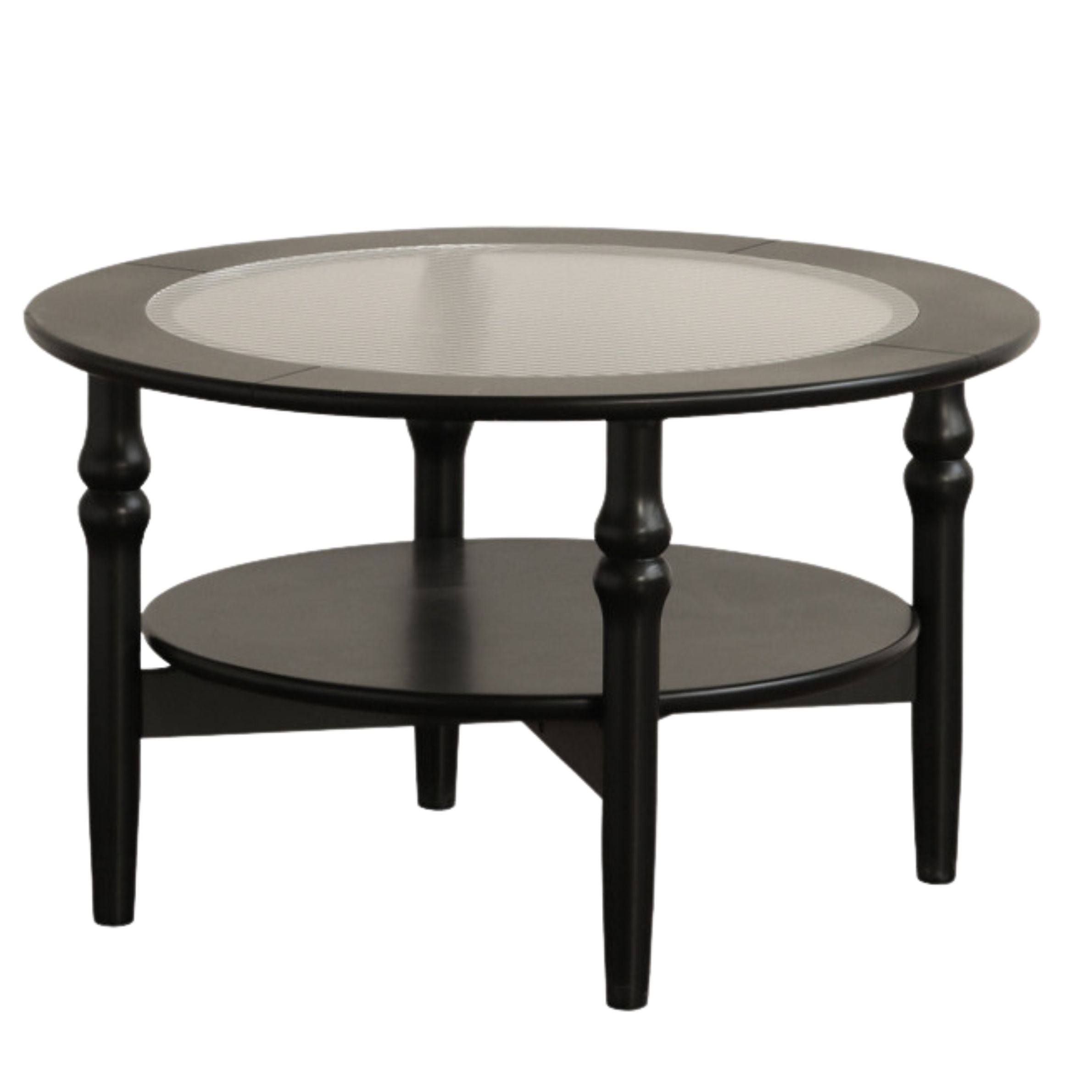 Rubber Solid Wood French Retro Glass Coffee Table.
