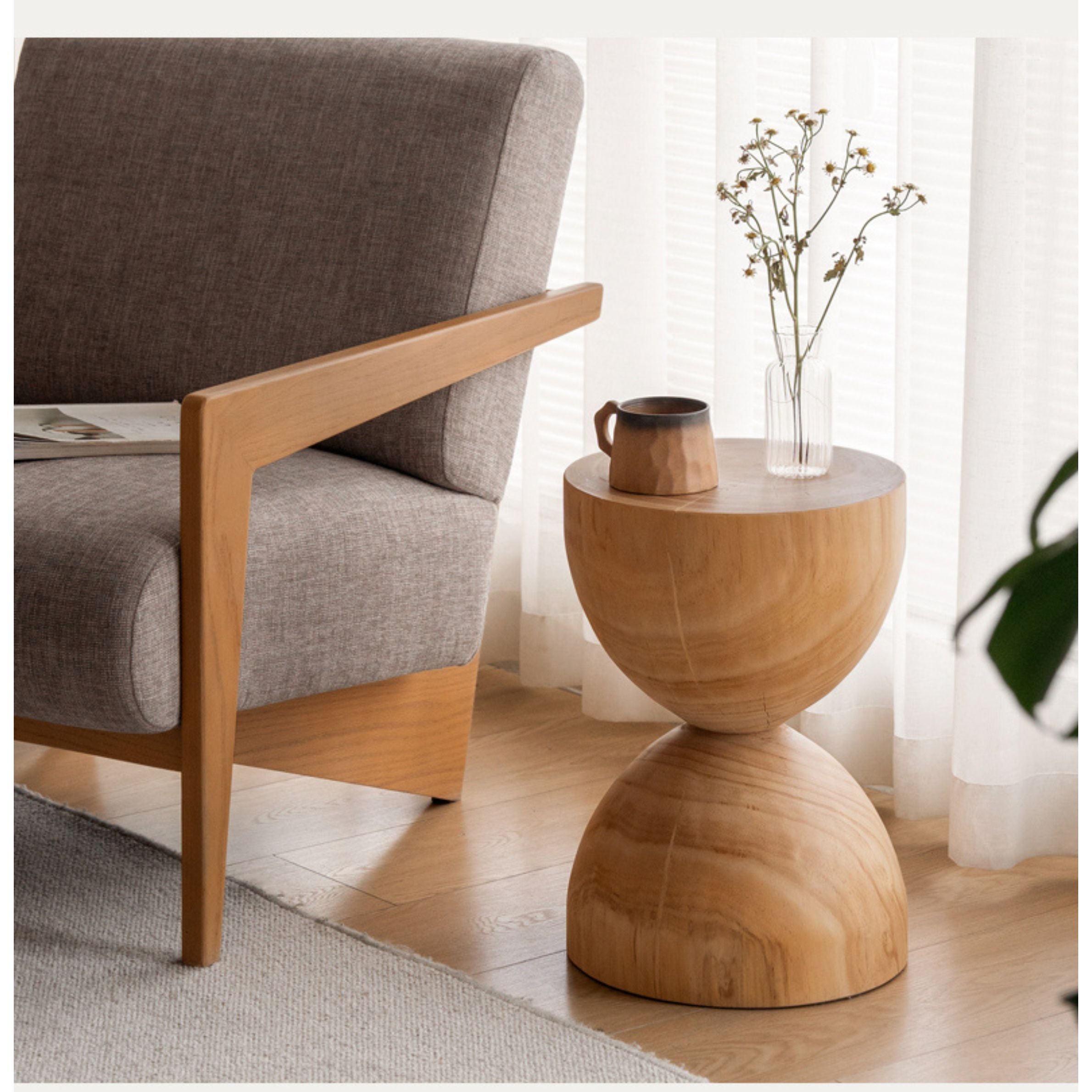 Pine Solid Wood Wabi Sabi Style Side Table