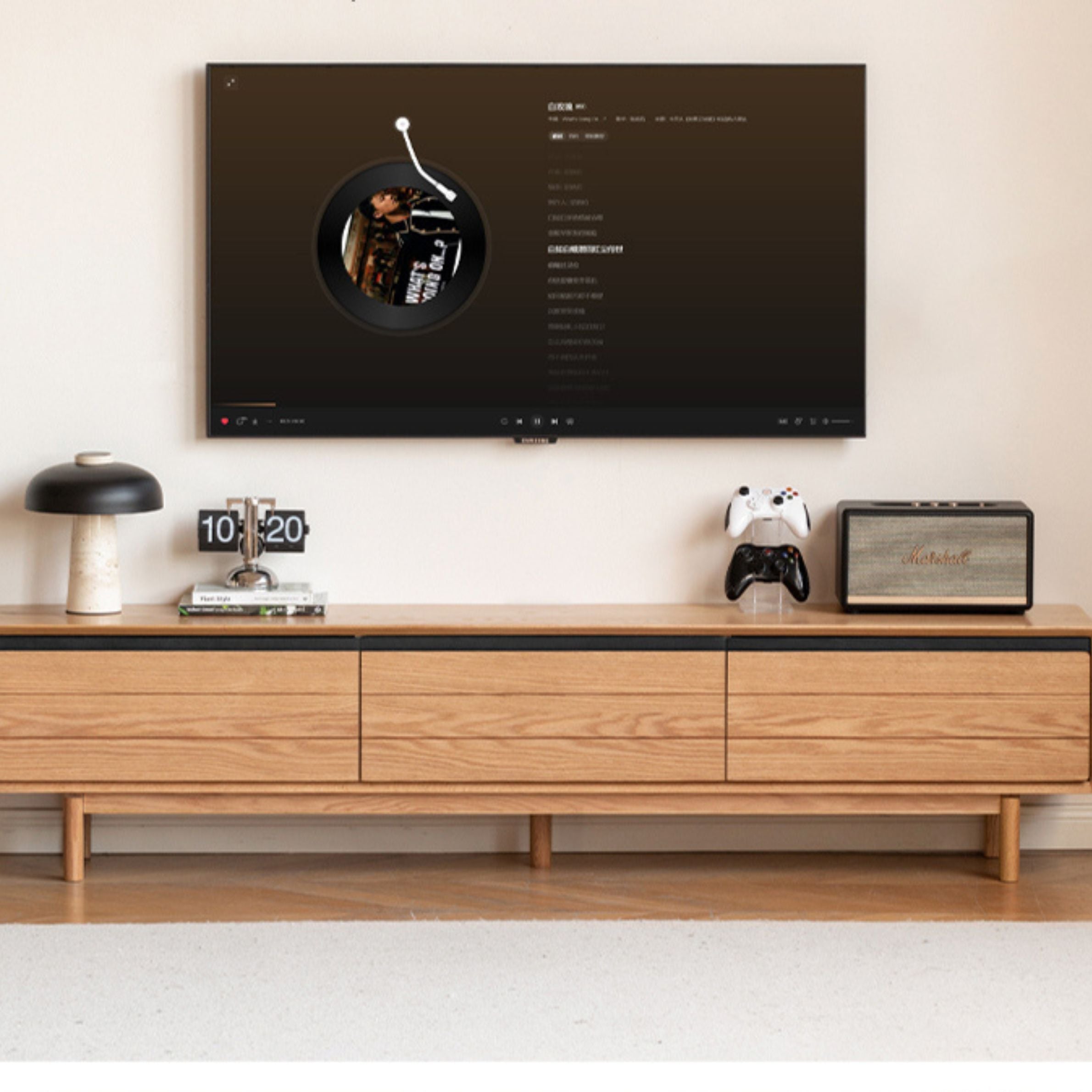 Oak Solid Wood Modern TV Cabinet.