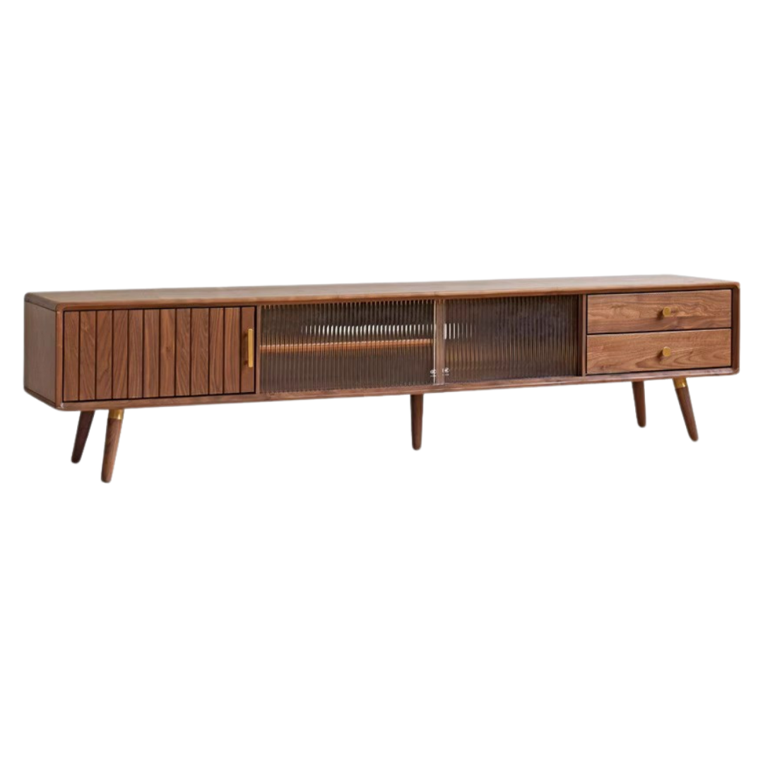 Black Walnut Solid Wood Nordic TV Cabinet.