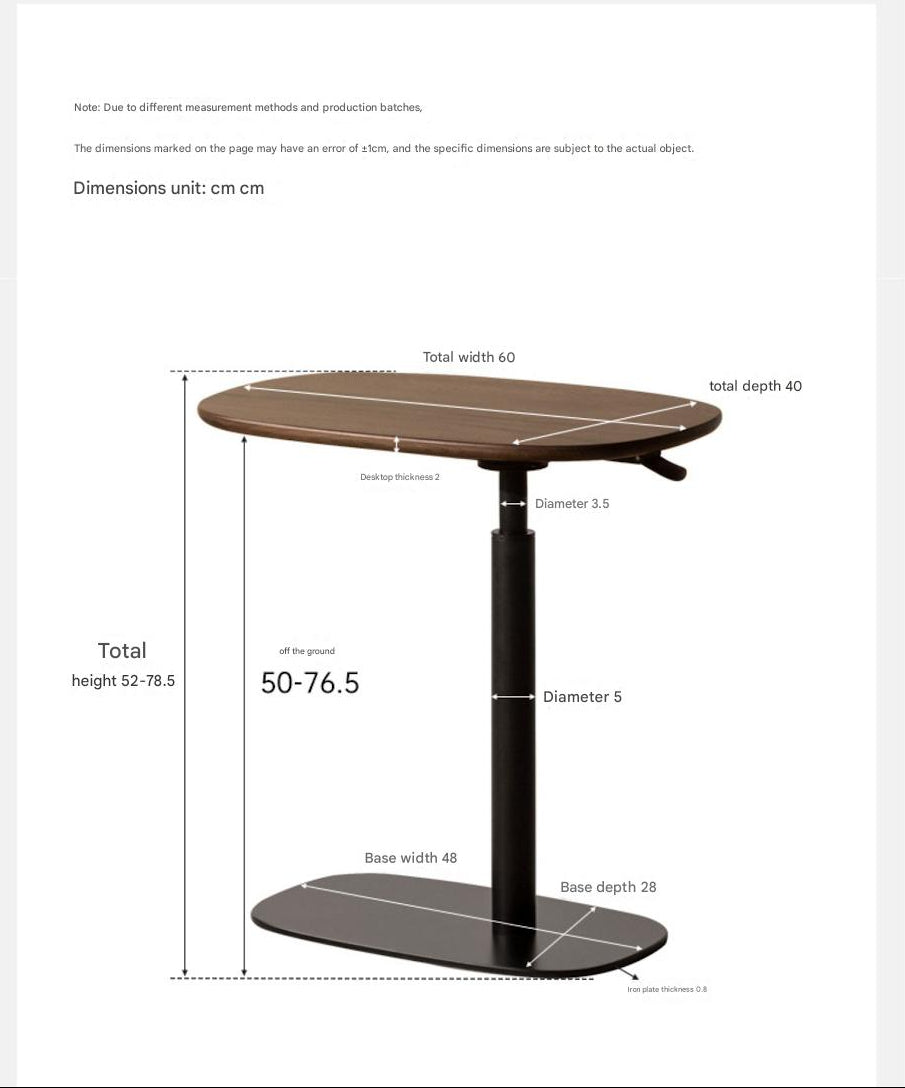 Black Walnut, Oak Solid Wood Lifting Italian Light Luxury Side Table