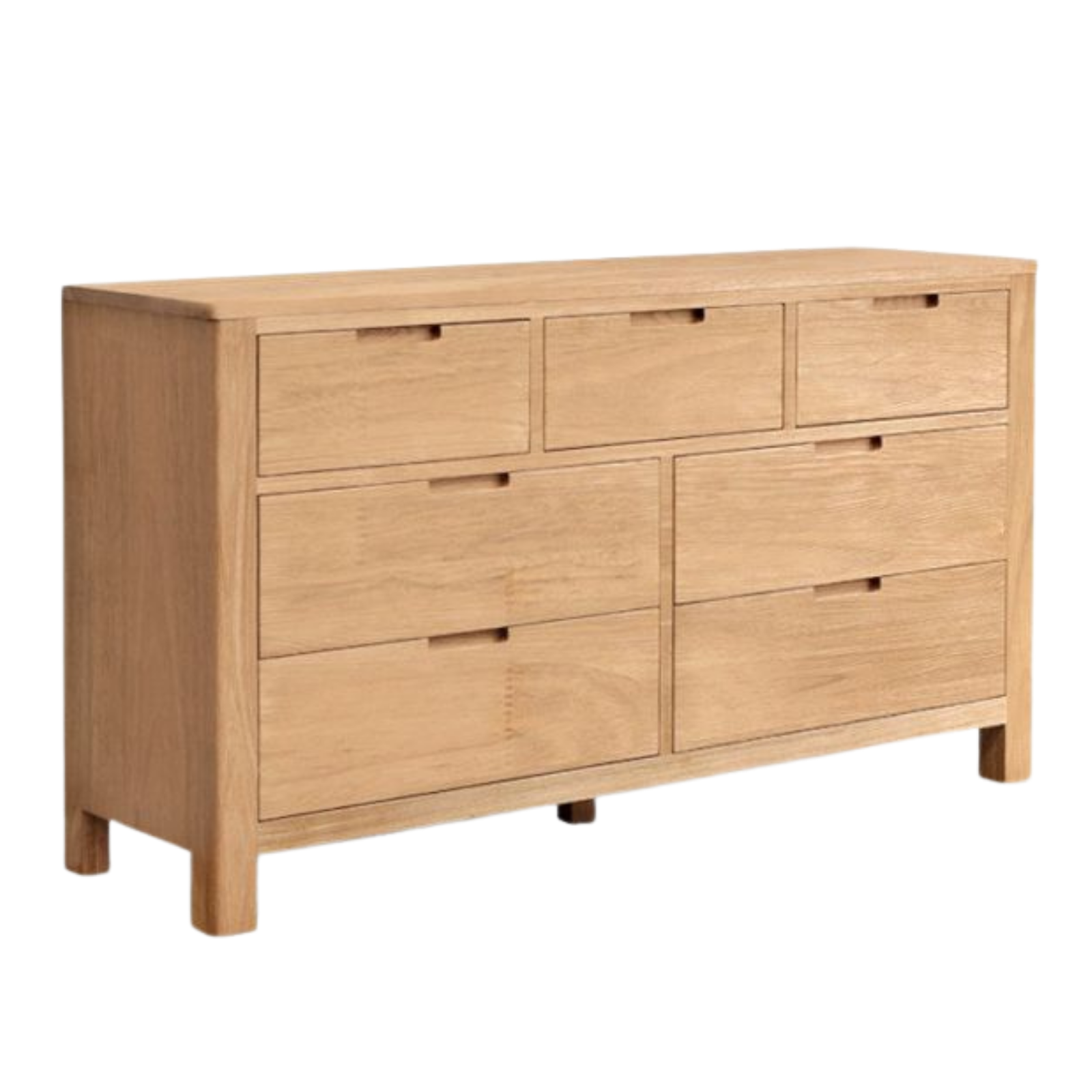 Solid Rubberwood Chest of Drawers with Seven Drawers in Modern Minimalist Style