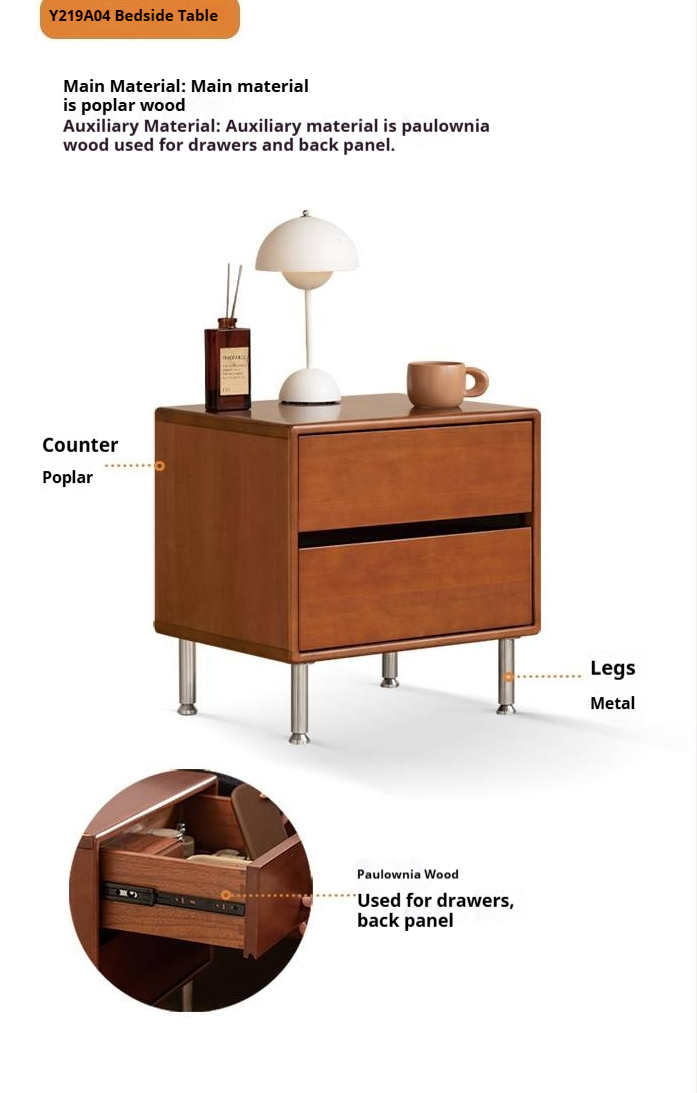 Poplar Solid Wood Bedroom Vintage Style Combination Set