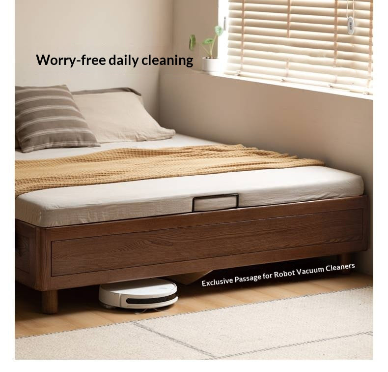 Oak Solid Wood Modern Platform Bed, Headboard-Free Box Bed