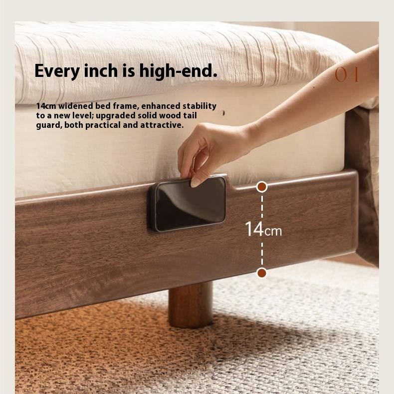 Teak solid wood Modern Simple Luminous Multifunctional Bed