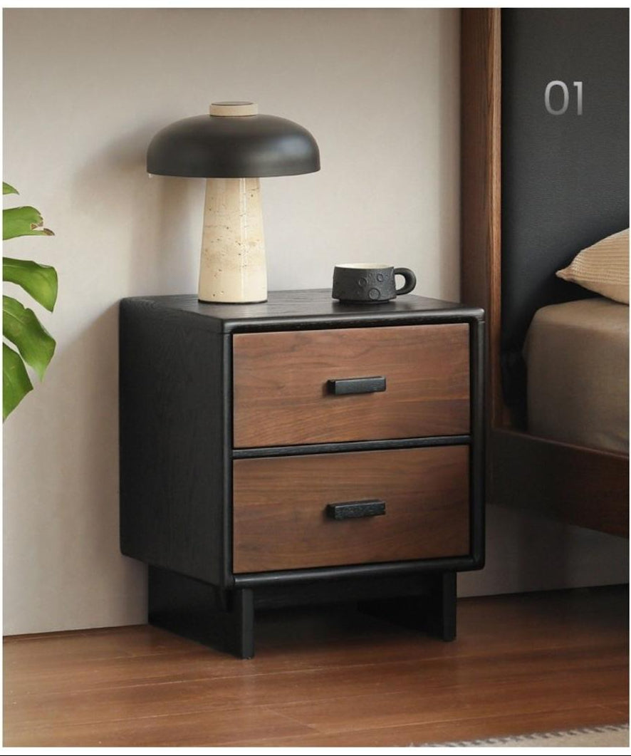 Black Walnut Solid Wood Nightstand.