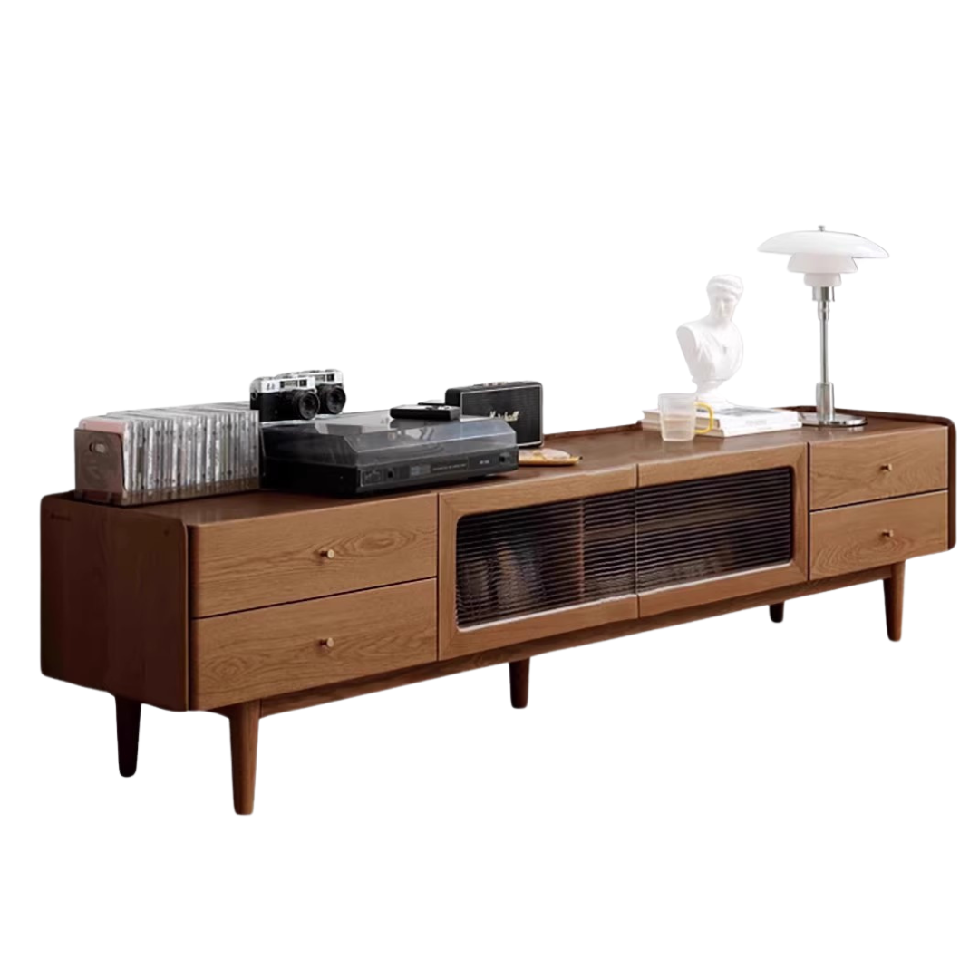 Ash Solid Wood TV Cabinet Minimalist Rock Plate
