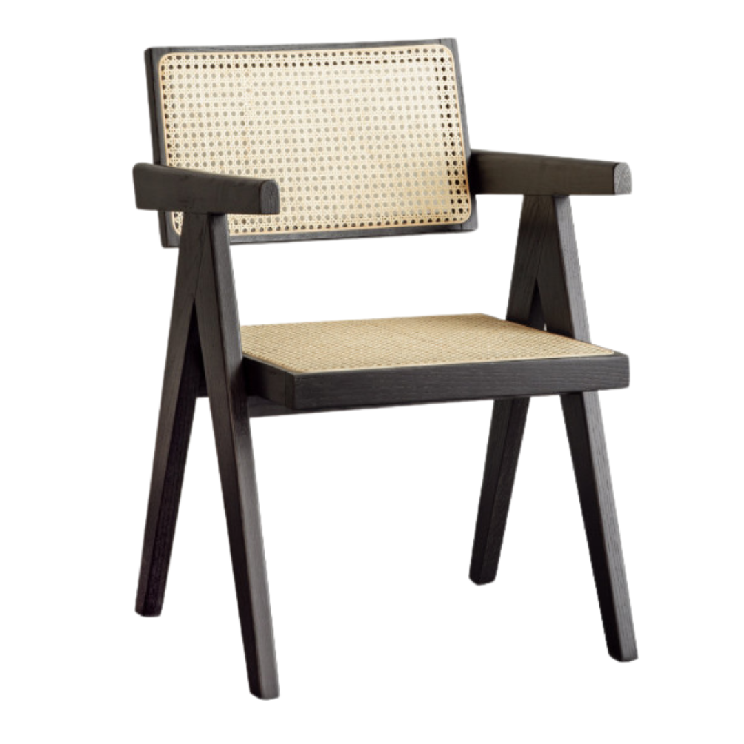 Ash, Oak, Cherry, Black Walnut, Beech Solid Wood Retro Rattan Chair
