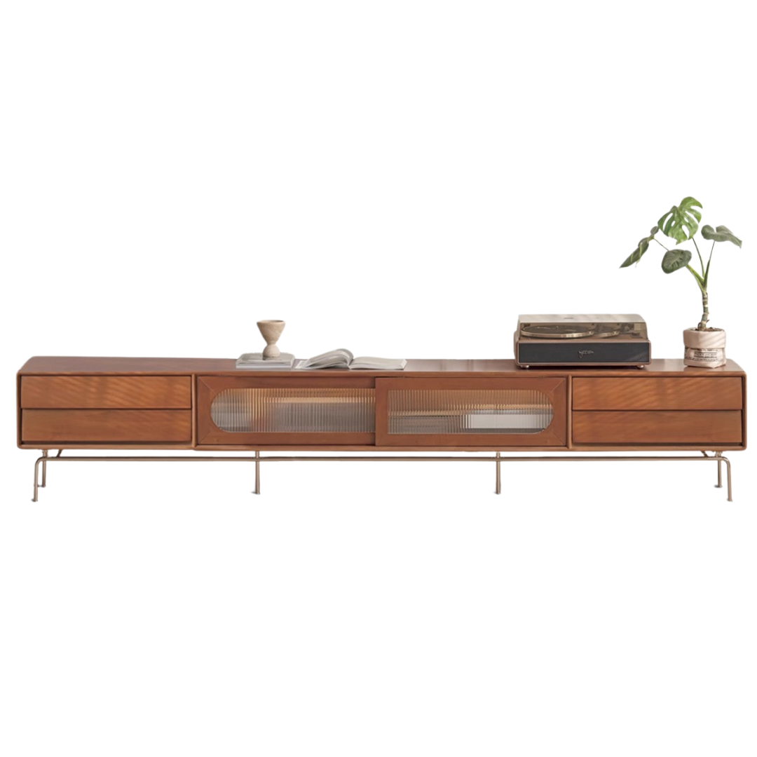 Oak, Poplar Solid Wood Light French TV Cabinet Sliding Door:
