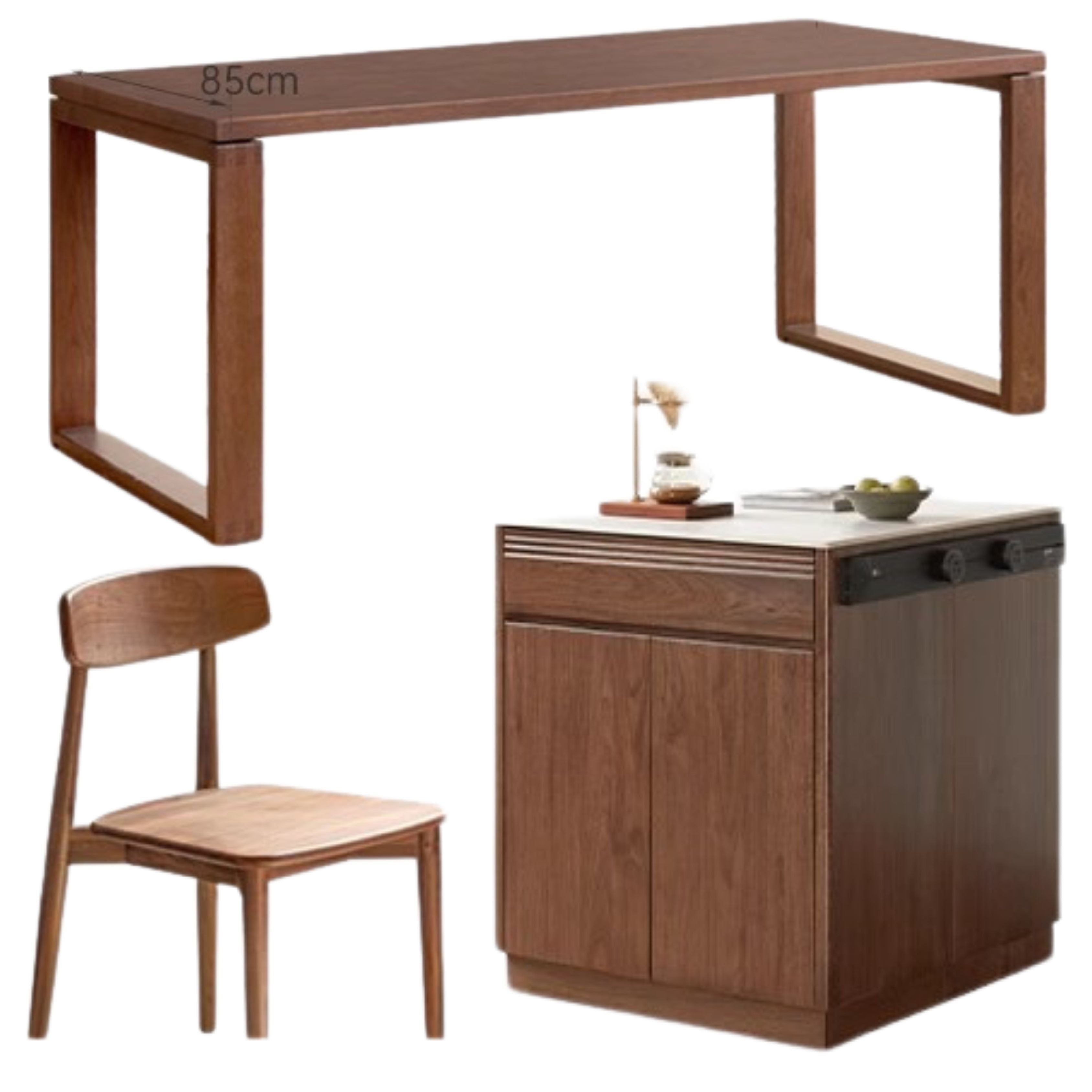 Black Walnut, Oak Solid Wood Island Light Luxury Sideboard