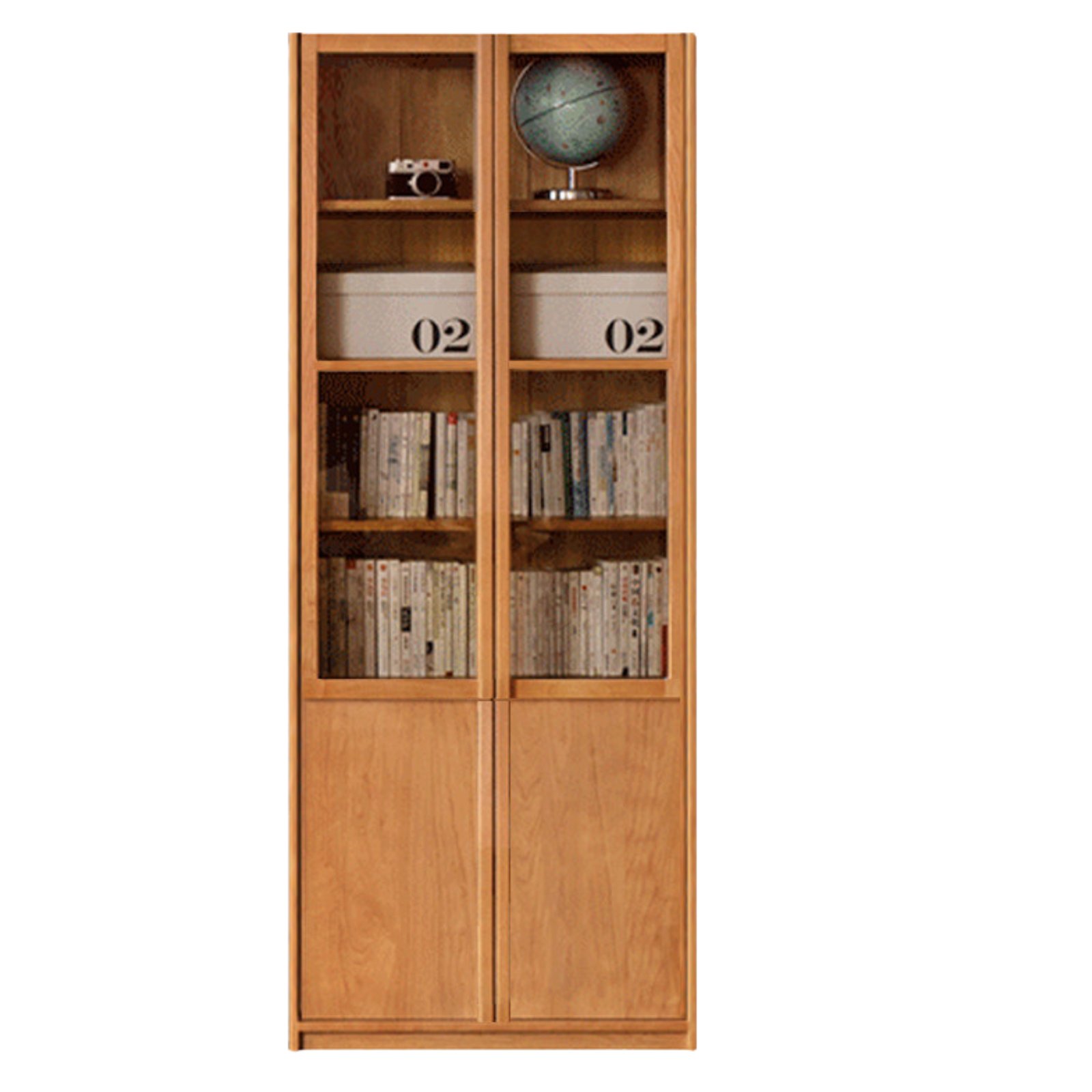 Cherry Solid Wood Bookcase Display Storage Cabinet for Study