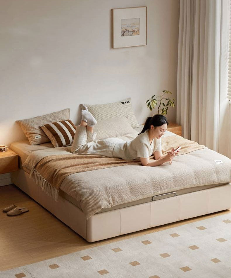 Eco-Cloud Leather Box Platform Bed, Headboard-Free Bed