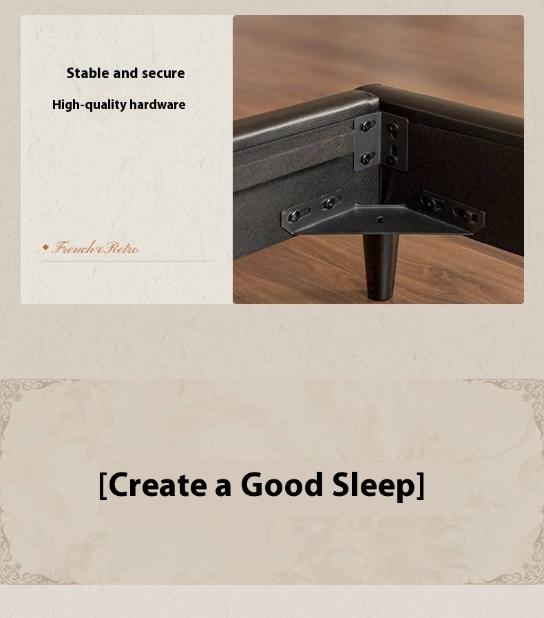 Leather Soft Bed French Retro Style