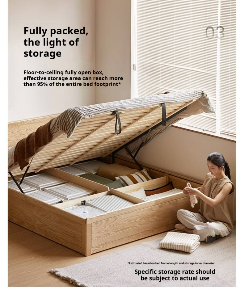 Ash Solid Wood Box Bed Modern Simple