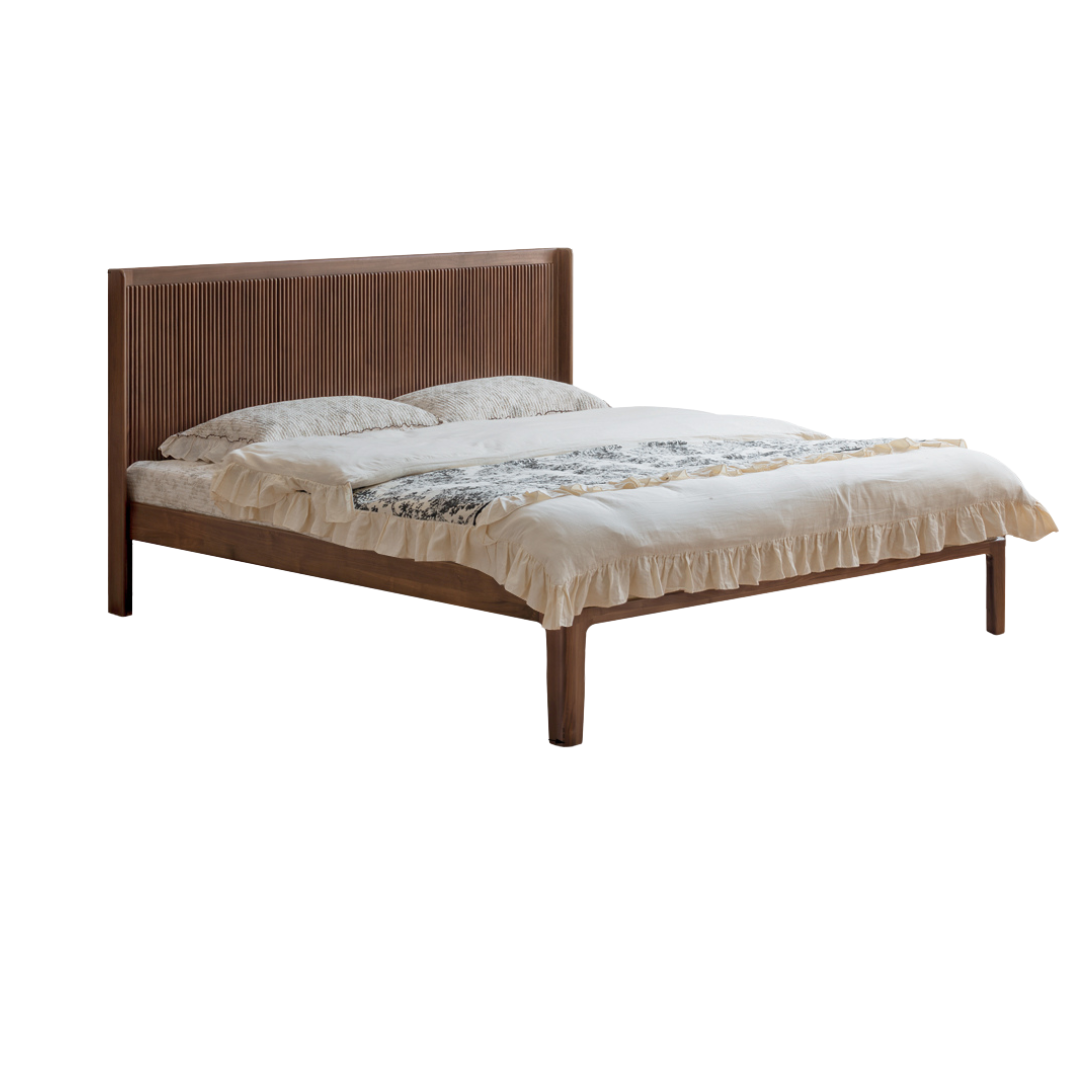 Black Walnut Solid Wood Italian Light Luxury Retro Bed