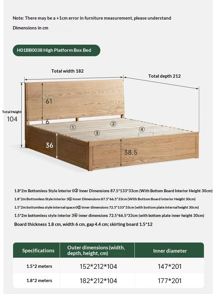 Oak Solid Wood Box Bed — Modern Minimalist Design