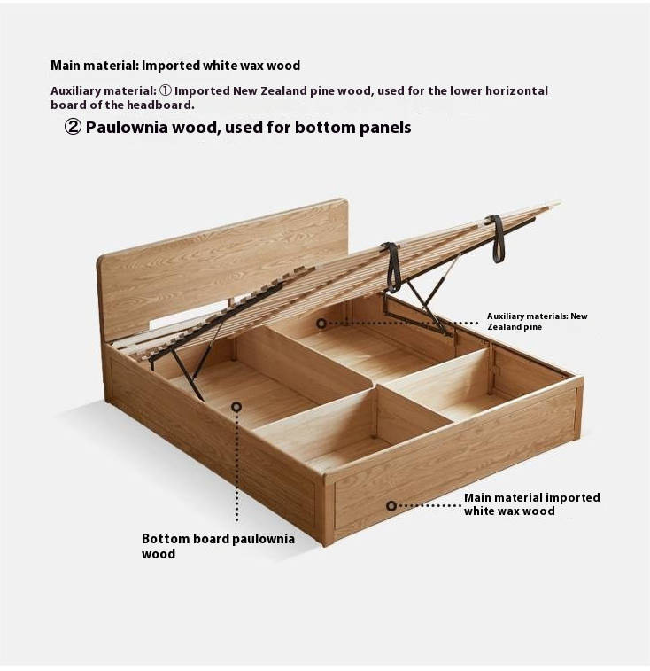 Ash Solid Wood Box Bed Modern Simple