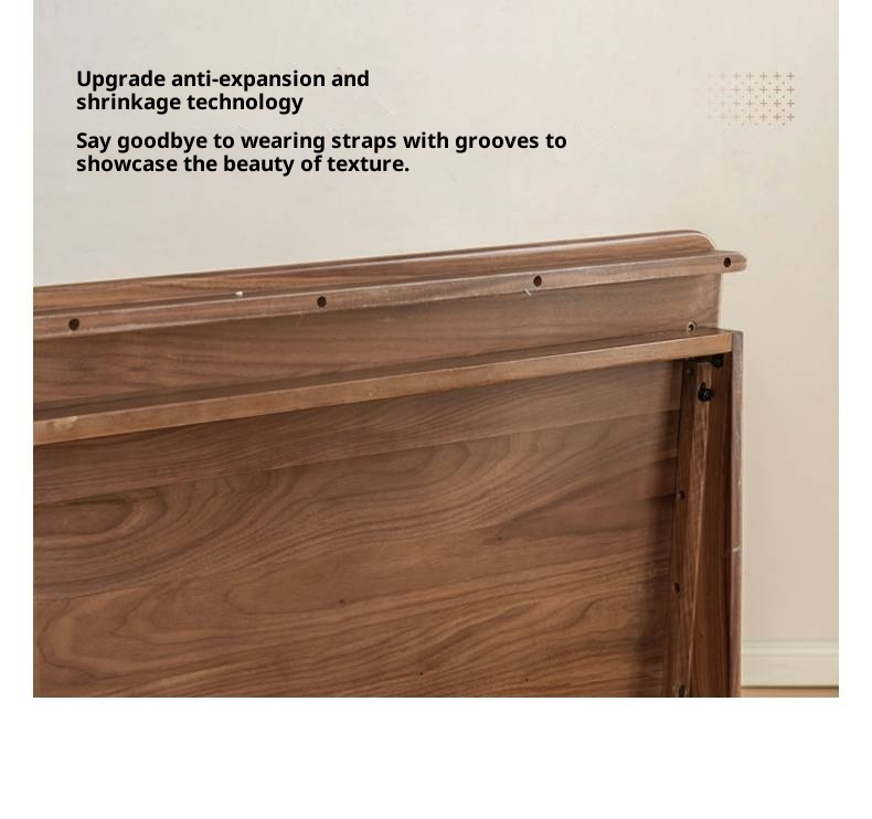 Black Walnut, Golden Sandalwood Solid Wood Italian Style Light Luxury Bed