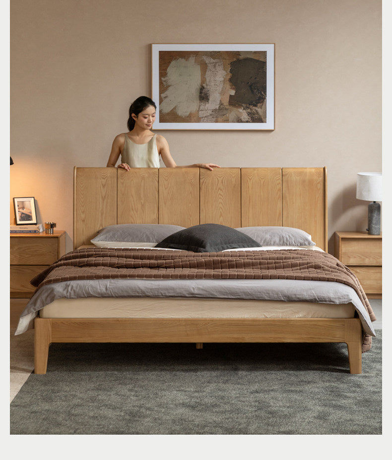 Ash Solid Wood Channel Tufted Platform Bed
