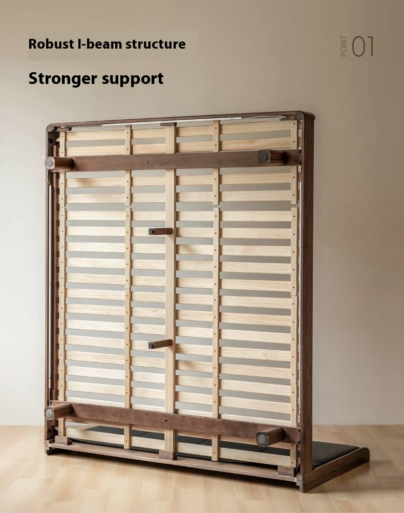 Black Walnut Solid Wood Luxury Leather with Light Bed