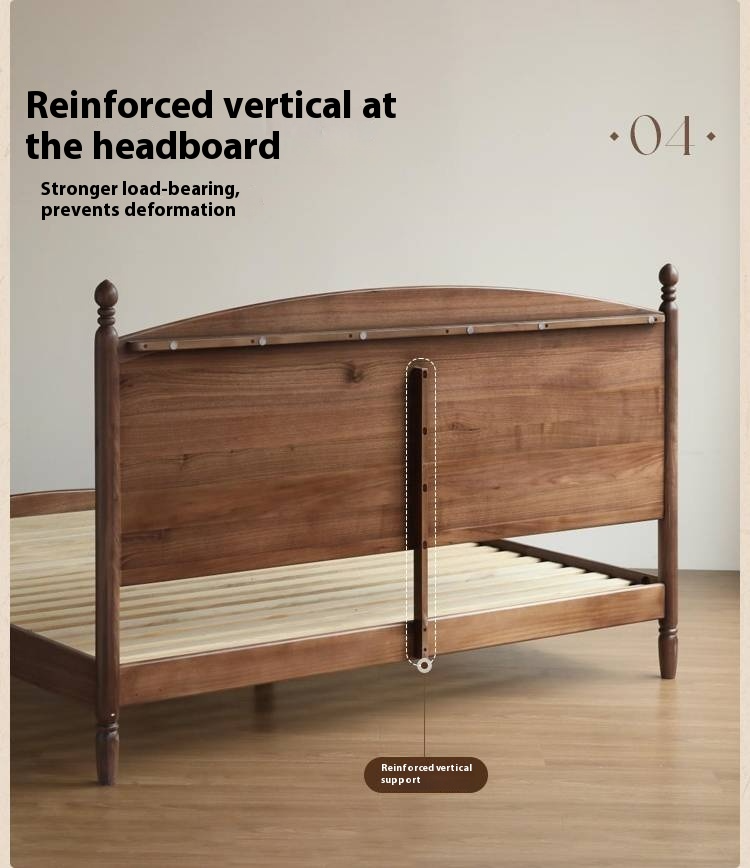 Poplar Solid Wood French Retro Bed