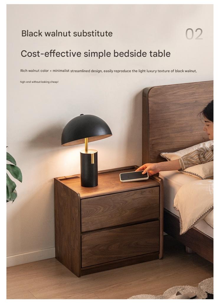 Poplar Solid Wood Italian Light Luxury Nightstand.