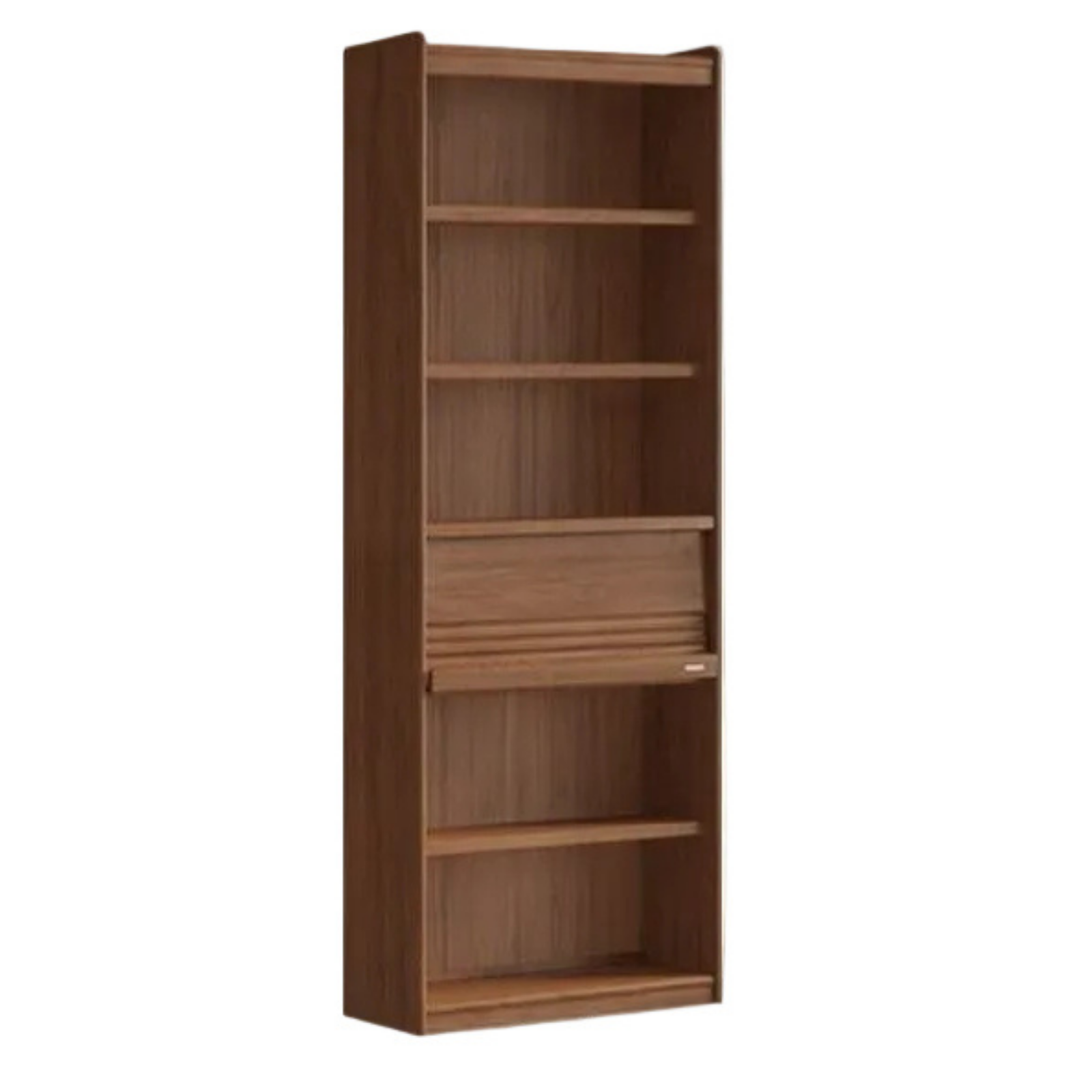 Black Walnut Solid Wood Integrated Wall Bookcase with Floor Display