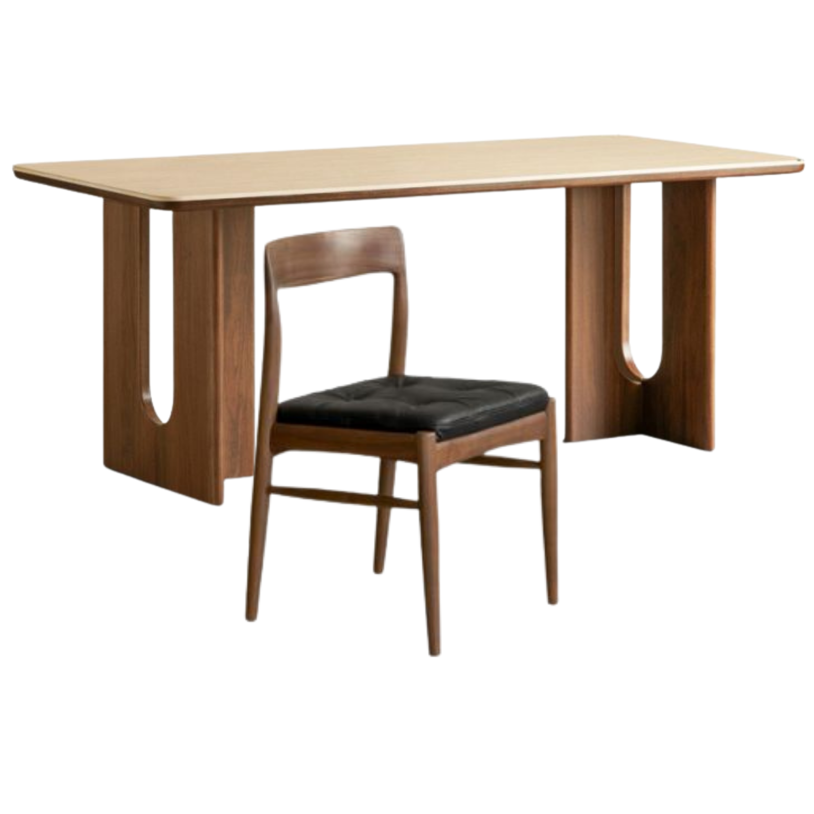 Black Walnut Solid Wood Light Luxury Style Rock Plate Dining Table