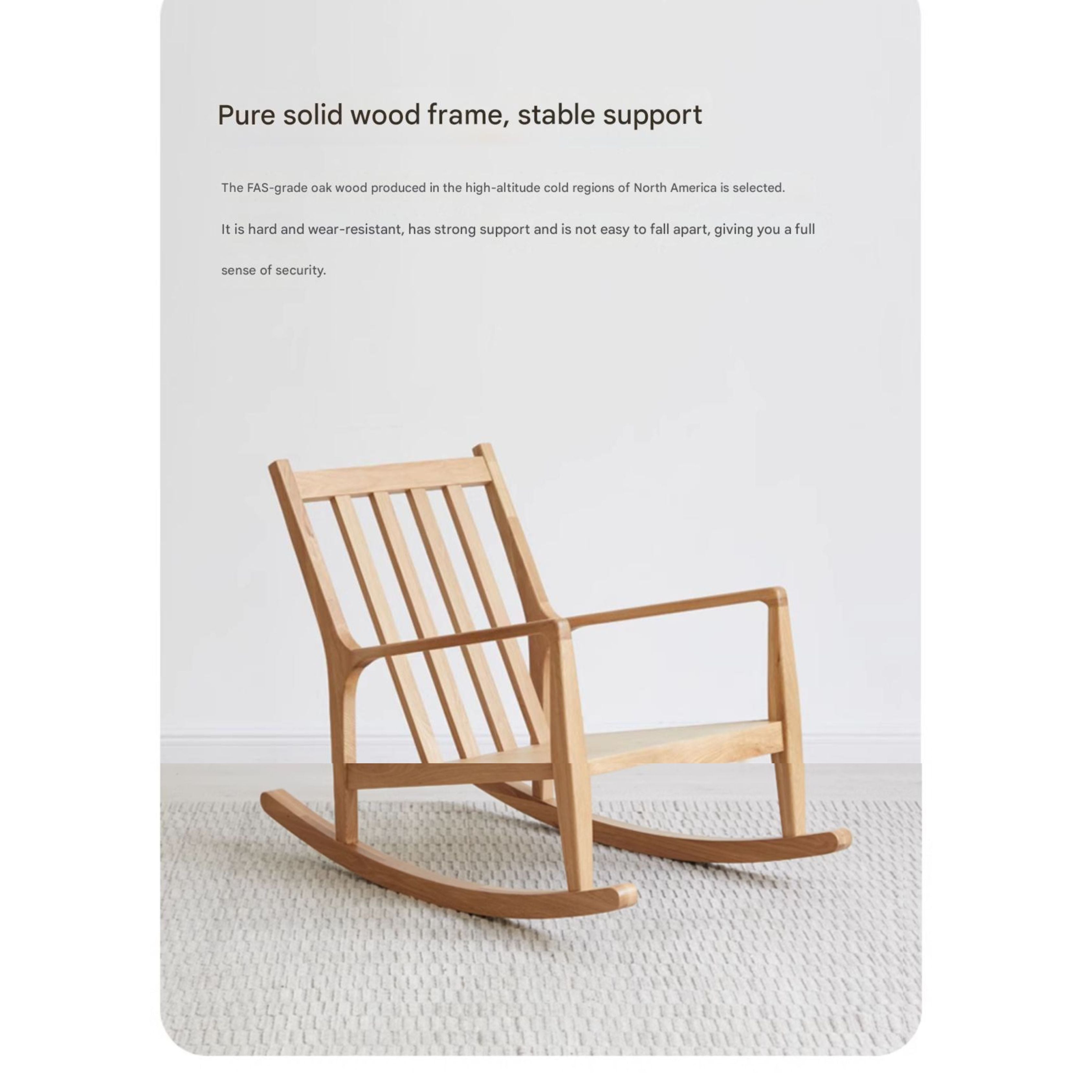 Oak Solid Wood Single Lazy Rocking Sofa Chair