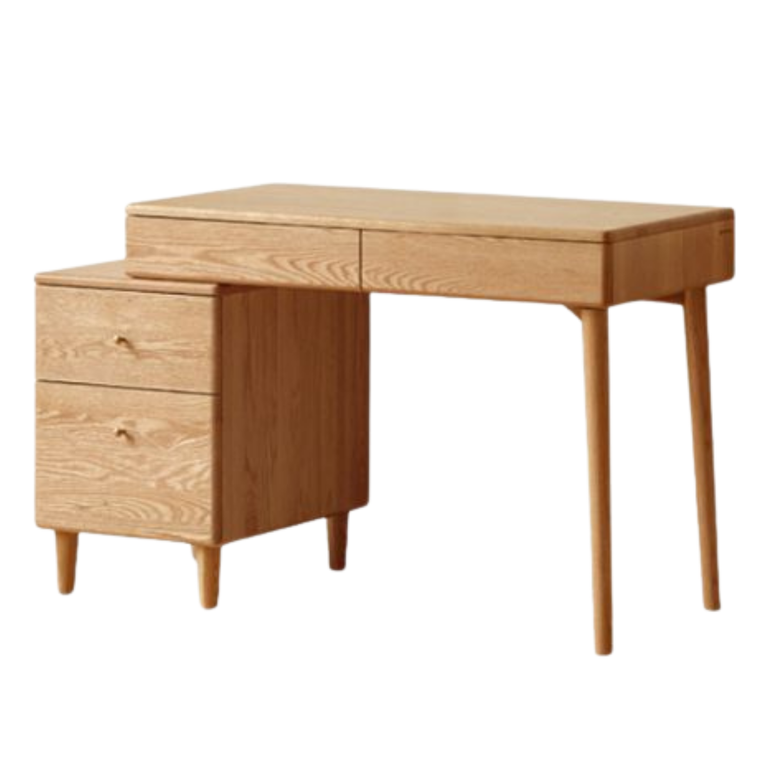 Oak Solid Wood Corner Office Desk with Integrated Bookshelf