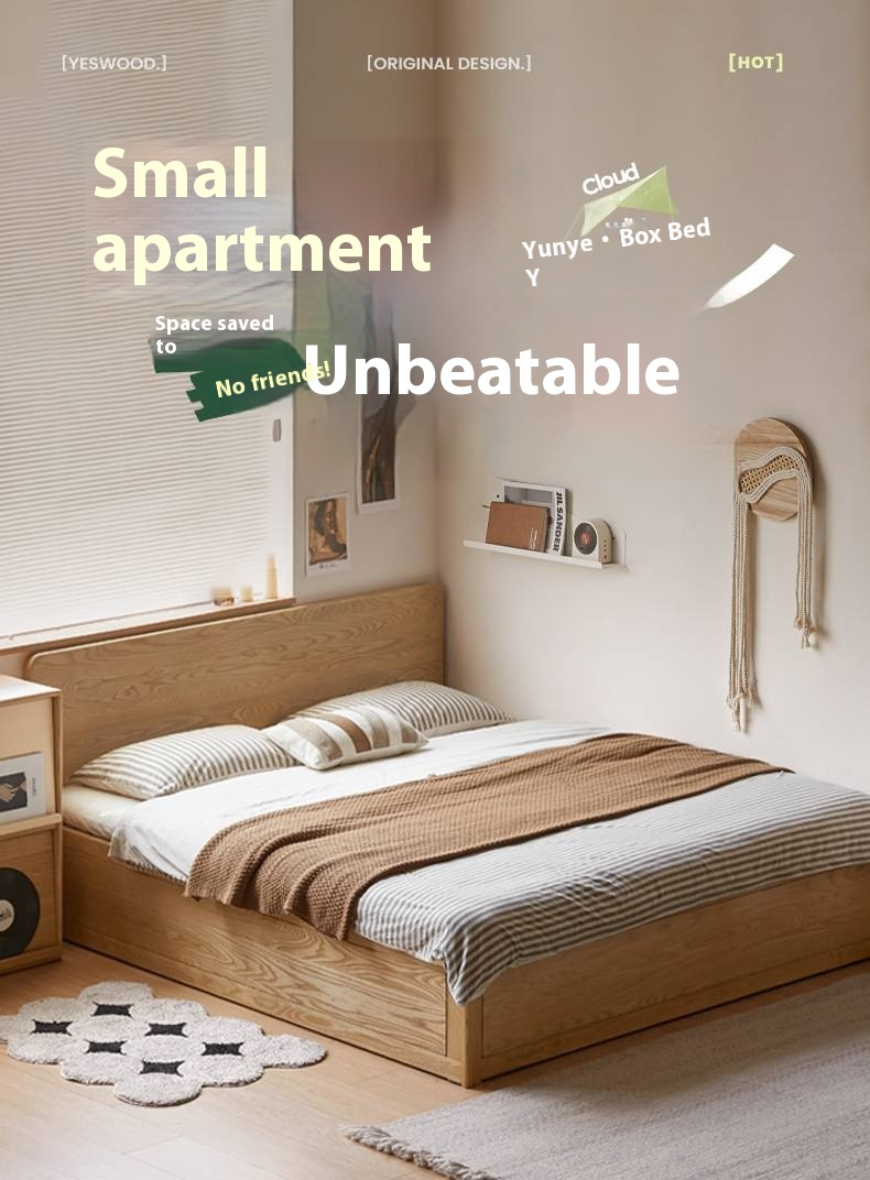 Ash Solid Wood Box Bed Modern Simple