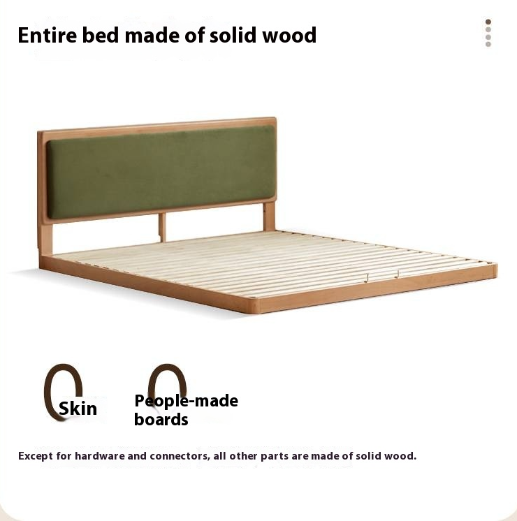 Beech Solid Wood Bed – Platform Bed with Soft Upholstery