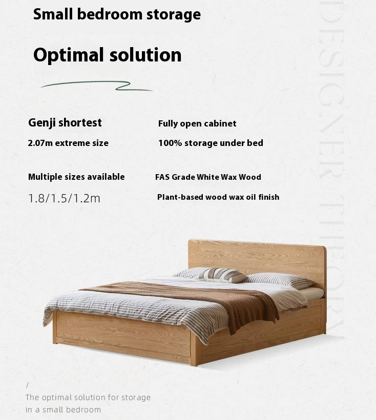 Ash Solid Wood Box Bed Modern Simple